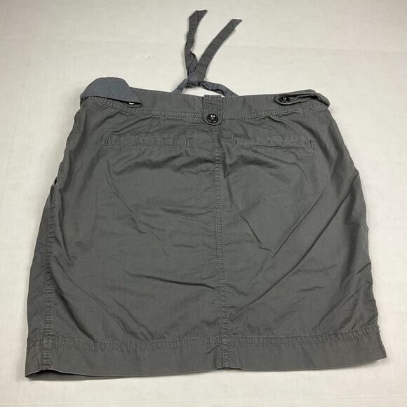 LOFT Womens Cotton Pencil Mini Skirt Gray Casual Zip Up Tie Waist Pockets Size 4 - Picture 9 of 10